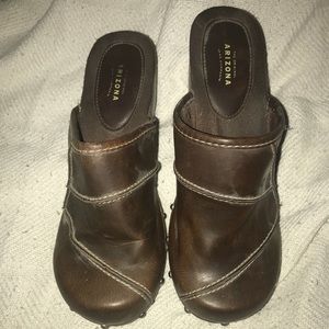 Brown clogs